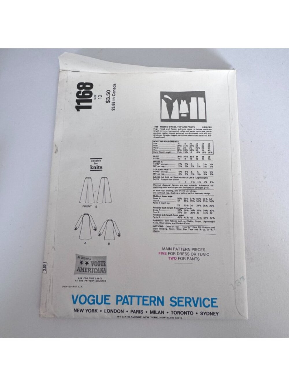 Vogue Sewing Pattern 1168 Stan Herman 70s Dress Wide Leg Pants Lounge Set 12 UC - Picture 13 of 14